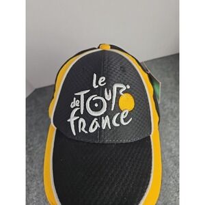 Le Tour de France Cycling Hat Black Yellow Embroidered Cap Adjustable NEW W TAGS